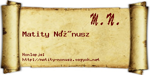 Matity Nónusz névjegykártya